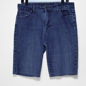 Nine West Bermuda Jean Shorts Stretch Blue 11.5" Inseam Dark Wash Size 14